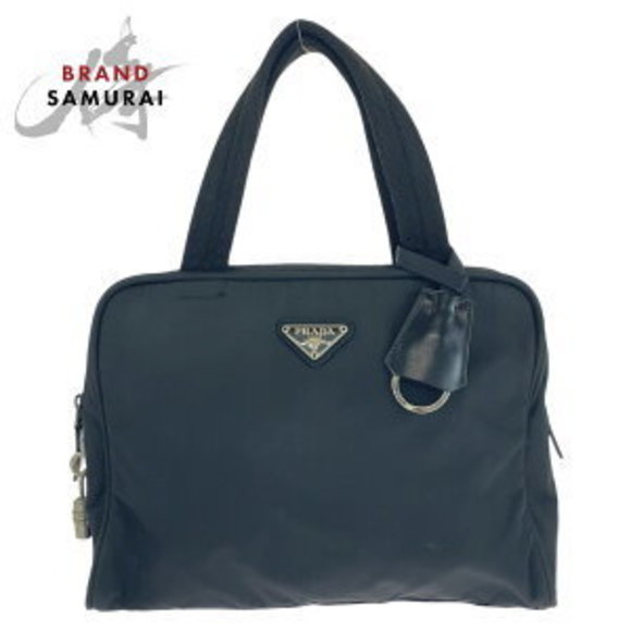 Prada black tote triangular Tessuto bag nylon handbag - Picture 1 of 9